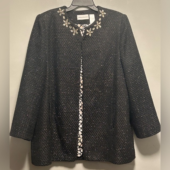 Alfred Dunner Jackets & Blazers - Alfred Dunner Black Over Coat w/Matelic Threading  , Size 16